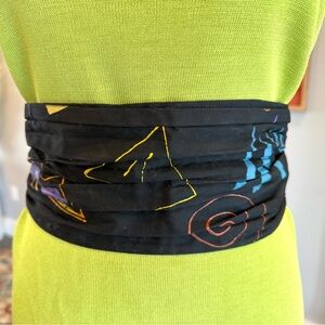 Vintage Cummerbund Belt with Colorful Abstract Design
